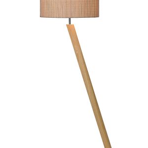 TEMPUSFloor Lamp E27 D48 H158cm Shade Beige/Wood